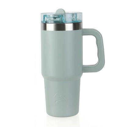 Ozark Trail 30 oz Stainless Steel Insulated Travel Tumbler with Handle and Flip Straw Lid, Rose Shimmer